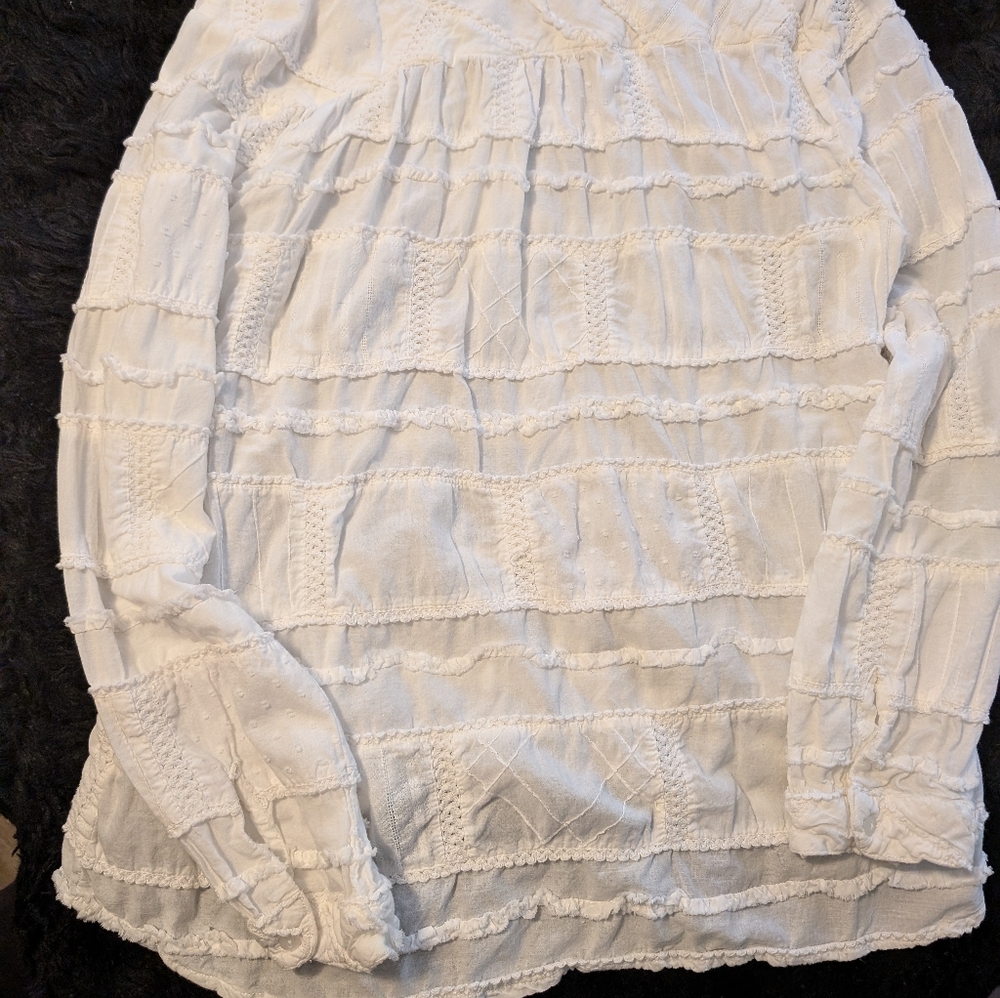 Dylan White Patchwork Blouse Size Medium - image 6